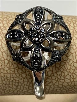 *Кольцо р.19,5 иск Черная Шпинель арт. 01-2243/00ЧШ-00-669 вес 2,59 г - фото 286489