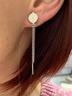 *Серьга Пусета Часы Эмаль арт. 02-3447/ЭМ53-00-887 вес 1,67 г - фото 286790