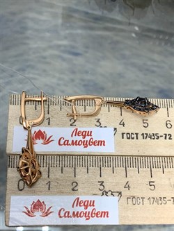 *Серьги Черная ШпинельГранат Пироп арт. 02-2923/00ГР-67-155 вес 4,97 г - фото 290483