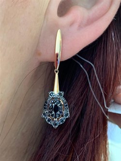 *Серьги Черная ШпинельГранат Пироп арт. 02-2923/00ГР-67-155 вес 4,97 г - фото 290484