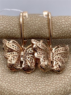 *Серьги Бабочки цв Красное арт. 02-3742-00-000-1110-48-977 вес 2,84 г - фото 290553