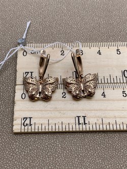 *Серьги Бабочки цв Красное арт. 02-3742-00-000-1110-48-977 вес 2,84 г - фото 290556