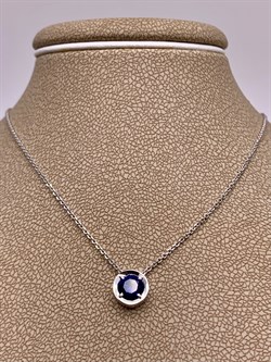 *Колье р.38-43 Синий Корунд Сапфир иск цв Белое арт. 06-1-058-15-675 вес 2,55 г - фото 290791