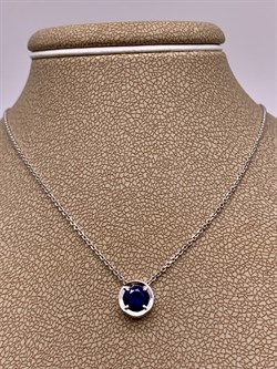 *Колье р.38-43 Синий Корунд Сапфир иск цв Белое арт. 06-1-058-15-675 вес 2,55 г - фото 290792