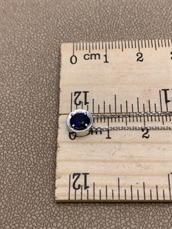 *Колье р.38-43 Синий Корунд Сапфир иск цв Белое арт. 06-1-058-15-675 вес 2,55 г - фото 290794