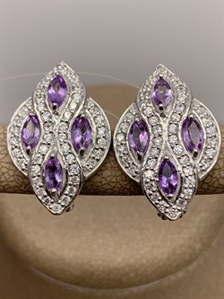 *Серьги Аметист арт E00449-860 вес 6,87 г - фото 291058