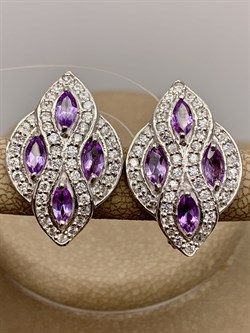 *Серьги Аметист арт E00449-860 вес 6,87 г - фото 291060
