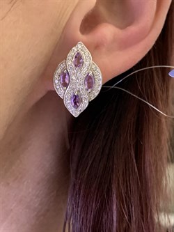 *Серьги Аметист арт E00449-860 вес 6,87 г - фото 291061