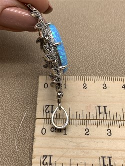 *Подвеска Марказит Голубой Опал синт арт HP1195-873 вес 11,83 г - фото 291401