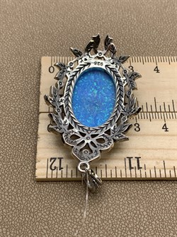 *Подвеска Марказит Голубой Опал синт арт HP1195-873 вес 11,83 г - фото 291402