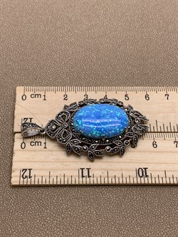 *Подвеска Марказит Голубой Опал синт арт HP1195-873 вес 11,83 г - фото 291404