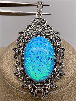 *Подвеска Марказит Голубой Опал синт арт. HP1195-866 вес 13,09 г - фото 291407