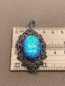 *Подвеска Марказит Голубой Опал синт арт. HP1195-866 вес 13,09 г - фото 291411