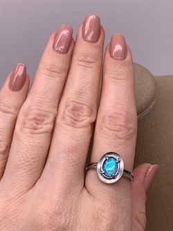 *Кольцо р.18,5 Голубой Опал иск арт MVR1570OP-899 Вес 2,73 г - фото 291512