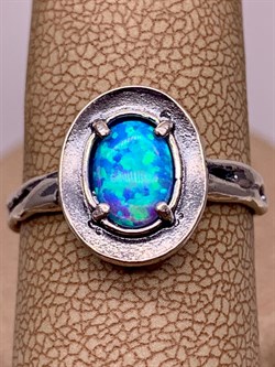 *Кольцо р.18,5 Голубой Опал иск арт MVR1570OP-899 Вес 2,73 г - фото 291513