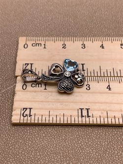 *Подвеска Клевер Марказит Голубой Топаз Сердце арт. HP1261-341 вес 3,69 г - фото 291669