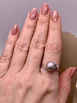 *Кольцо р.18,5 Серебристый Жемчуг д.10*10,5мм арт 1.0422.0.b-074 Вес 3,07 г - фото 291686 *Кольцо р.18,5 Серебристый Жемчуг д.10*10,5мм арт 1.0422.0.b-074 Вес 3,07 г - фото 291686