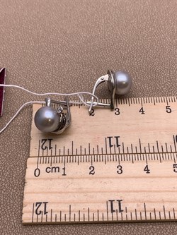 *Серьги Серебристый Жемчуг д.9*9,5мм арт 2.0326.0.b-983 Вес 5,49 г - фото 291711