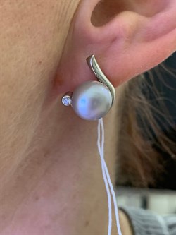 *Серьги Серебристый Жемчуг д.9*9,5мм арт 2.0326.0.b-983 Вес 5,49 г - фото 291712