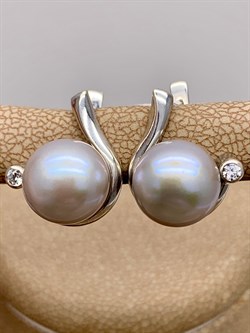 *Серьги Серебристый Жемчуг д.9*9,5мм арт 2.0326.0.b-983 Вес 5,49 г - фото 291714