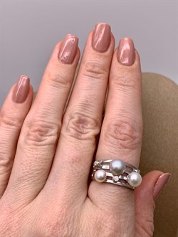 *Кольцо р.18,5 Серебристый и Белый Жемчуг д.5*5,5 д.5,5*6 д.6,5*7мм арт. 1.0107.0.b-107 Вес 4,45 г - фото 291744 *Кольцо р.18,5 Серебристый и Белый Жемчуг д.5*5,5 д.5,5*6 д.6,5*7мм арт. 1.0107.0.b-107 Вес 4,45 г - фото 291744