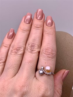 *Кольцо р.18 Жемчуг Микс д.5*5,5 д.7,5*8мм арт. 1.0383.0.b-244 Вес 2,03 г - фото 291755
