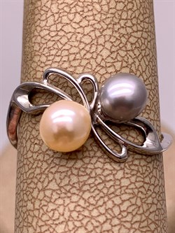 *Кольцо р.19 Жемчуг Микс д.6*6,5мм арт. 1.0301.0.b-953 Вес 1,8 г - фото 291805