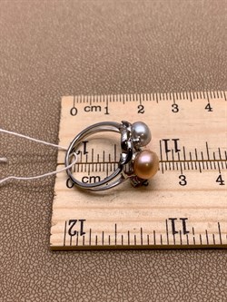 *Кольцо р.17,5 Жемчуг Микс д.6,5*7 д.7,5*8мм арт. 1.0036.0.b-865 Вес 3,5 г - фото 291827