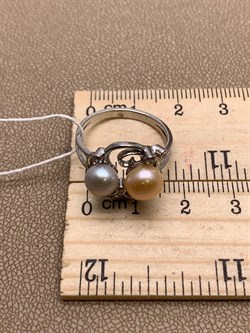 *Кольцо р.18 Жемчуг Микс д.6,5*7 д.7,5*8мм арт. 1.0036.0.b-872 Вес 3,63 г - фото 291838