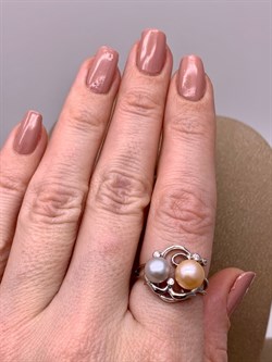 *Кольцо р.18 Жемчуг Микс д.6,5*7 д.7,5*8мм арт. 1.0036.0.b-872 Вес 3,63 г - фото 291840