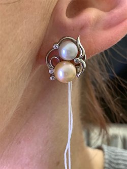 *Серьги Жемчуг Микс д.6,5*7 д.7,5*8мм арт. 2.0036.0.b-964 Вес 5,92 г - фото 291849