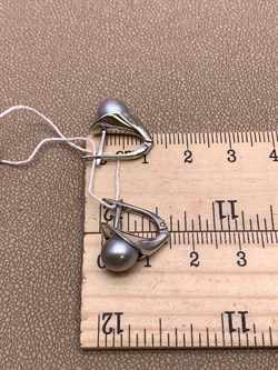 *Серьги Серебристый Жемчуг д.7*7,5мм арт. 21600676.0.d-785 Вес 3,86 г - фото 291863 *Серьги Серебристый Жемчуг д.7*7,5мм арт. 21600676.0.d-785 Вес 3,86 г - фото 291863