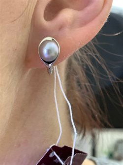 *Серьги Серебристый Жемчуг д.7*7,5мм арт. 21600676.0.d-785 Вес 3,86 г - фото 291865 *Серьги Серебристый Жемчуг д.7*7,5мм арт. 21600676.0.d-785 Вес 3,86 г - фото 291865