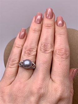 *Кольцо р.16,5 Серебристый Жемчуг д.9,5*10мм арт. 1.0480.0.b-557 Вес 2,57 г - фото 291876 *Кольцо р.16,5 Серебристый Жемчуг д.9,5*10мм арт. 1.0480.0.b-557 Вес 2,57 г - фото 291876