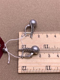 *Серьги Серебристый Жемчуг д.9,5*10мм арт. 21600480.0.b-823 Вес 5,13 г - фото 291890 *Серьги Серебристый Жемчуг д.9,5*10мм арт. 21600480.0.b-823 Вес 5,13 г - фото 291890