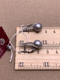 *Серьги Серебристый Жемчуг д.9,5*10мм арт. 21600480.0.b-823 Вес 5,13 г - фото 291891 *Серьги Серебристый Жемчуг д.9,5*10мм арт. 21600480.0.b-823 Вес 5,13 г - фото 291891