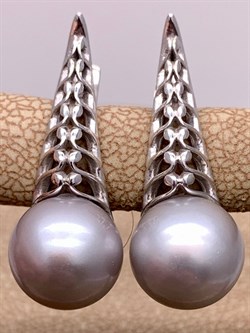 *Серьги Серебристый Жемчуг д.9,5*10мм арт. 21600480.0.b-823 Вес 5,13 г - фото 291893 *Серьги Серебристый Жемчуг д.9,5*10мм арт. 21600480.0.b-823 Вес 5,13 г - фото 291893