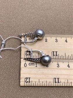 *Серьги Серебристый Жемчуг д.9,5*10мм арт. 21600480.0.b-809 Вес 5,01 г - фото 291896 *Серьги Серебристый Жемчуг д.9,5*10мм арт. 21600480.0.b-809 Вес 5,01 г - фото 291896