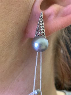 *Серьги Серебристый Жемчуг д.9,5*10мм арт. 21600480.0.b-809 Вес 5,01 г - фото 291898 *Серьги Серебристый Жемчуг д.9,5*10мм арт. 21600480.0.b-809 Вес 5,01 г - фото 291898