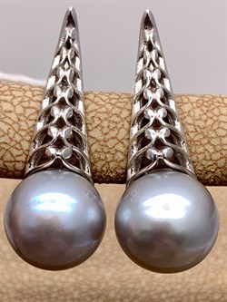 *Серьги Серебристый Жемчуг д.9,5*10мм арт. 21600480.0.b-809 Вес 5,01 г - фото 291900 *Серьги Серебристый Жемчуг д.9,5*10мм арт. 21600480.0.b-809 Вес 5,01 г - фото 291900