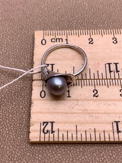 *Кольцо р.15,5 Серебристый Жемчуг д.7*7,5мм арт. 11600676.0.d-525 Вес 2,4 г - фото 291921 *Кольцо р.15,5 Серебристый Жемчуг д.7*7,5мм арт. 11600676.0.d-525 Вес 2,4 г - фото 291921