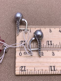 *Серьги Серебристый Жемчуг д.9,5*10мм арт. 21600480.0.b-748 Вес 5,19 г - фото 292003 *Серьги Серебристый Жемчуг д.9,5*10мм арт. 21600480.0.b-748 Вес 5,19 г - фото 292003