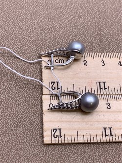 *Серьги Серебристый Жемчуг д.9,5*10мм арт.21600480.0.b-793 Вес 5,12 г - фото 292008 *Серьги Серебристый Жемчуг д.9,5*10мм арт.21600480.0.b-793 Вес 5,12 г - фото 292008