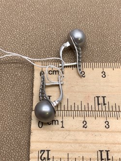 *Серьги Серебристый Жемчуг д.9,5*10мм арт.21600480.0.b-793 Вес 5,12 г - фото 292009 *Серьги Серебристый Жемчуг д.9,5*10мм арт.21600480.0.b-793 Вес 5,12 г - фото 292009