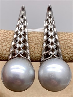 *Серьги Серебристый Жемчуг д.9,5*10мм арт.21600480.0.b-793 Вес 5,12 г - фото 292011 *Серьги Серебристый Жемчуг д.9,5*10мм арт.21600480.0.b-793 Вес 5,12 г - фото 292011