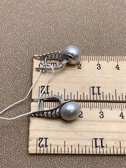 *Серьги Серебристый Жемчуг д.9,5*10мм арт. 21600480.0.b-731 Вес 4,97 г - фото 292014 *Серьги Серебристый Жемчуг д.9,5*10мм арт. 21600480.0.b-731 Вес 4,97 г - фото 292014