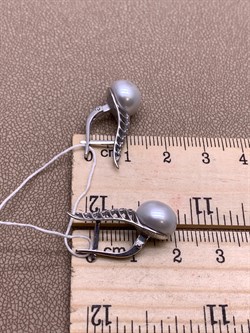 *Серьги Серебристый Жемчуг д.9,5*10мм арт. 21600480.0.b-731 Вес 4,97 г - фото 292015 *Серьги Серебристый Жемчуг д.9,5*10мм арт. 21600480.0.b-731 Вес 4,97 г - фото 292015