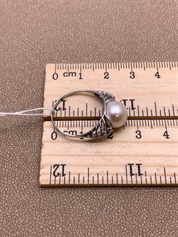 *Кольцо р.19 Белый Жемчуг д.9,5*10мм арт. 1.0480.0.b-410 Вес 2,79 г - фото 292024