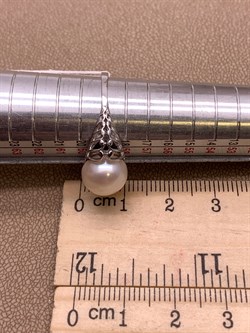 *Кольцо р.19 Белый Жемчуг д.9,5*10мм арт. 1.0480.0.b-410 Вес 2,79 г - фото 292031