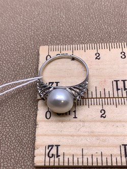 *Кольцо р.17,5 Белый Жемчуг д.9,5*10мм арт. 1.0480.0.b-458  Вес 2,87 г - фото 292034